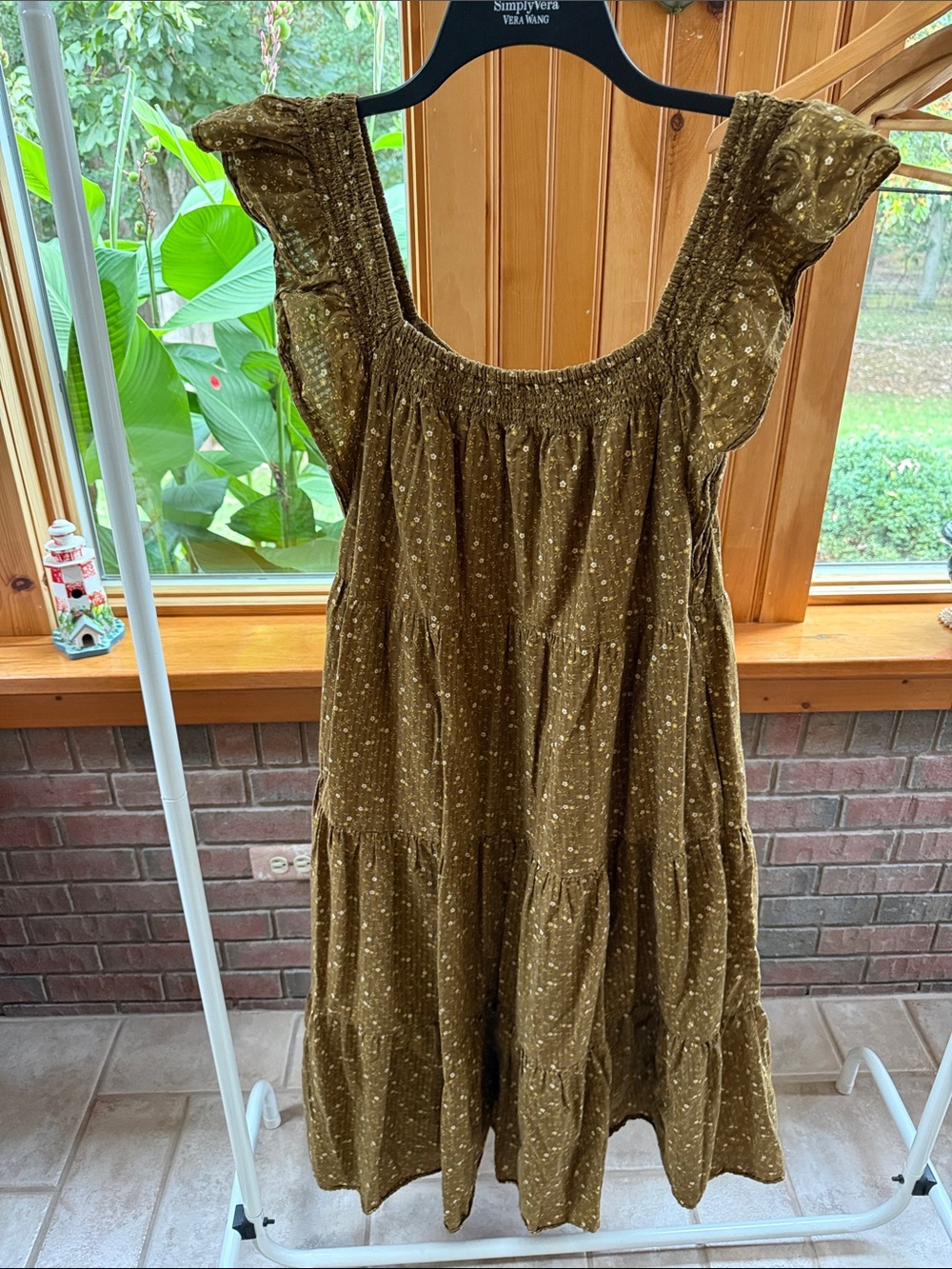 Madewell Brown Ruffled Sleeve Maxi Dress